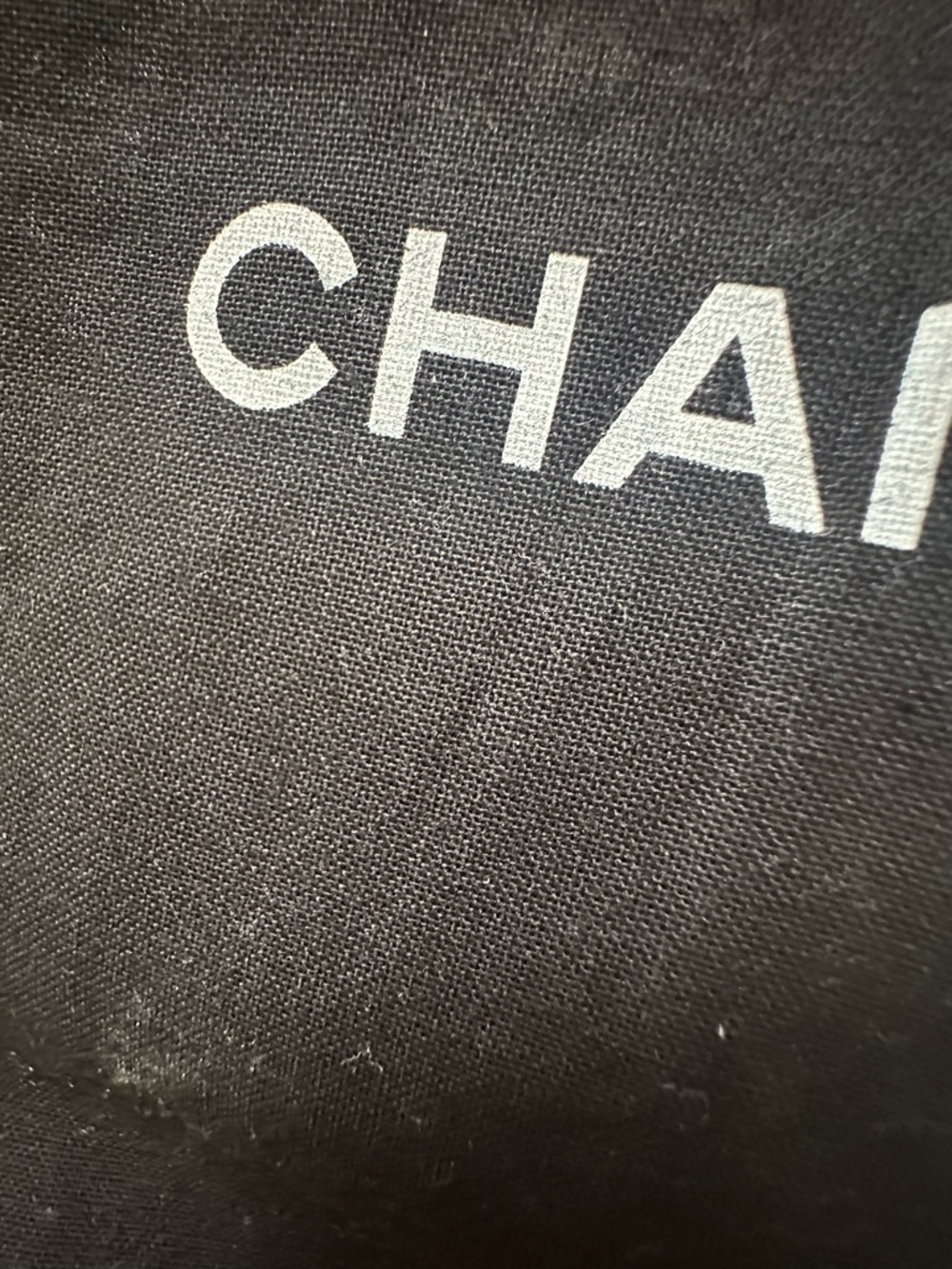 CHANEL Black Dust bag with White Logo